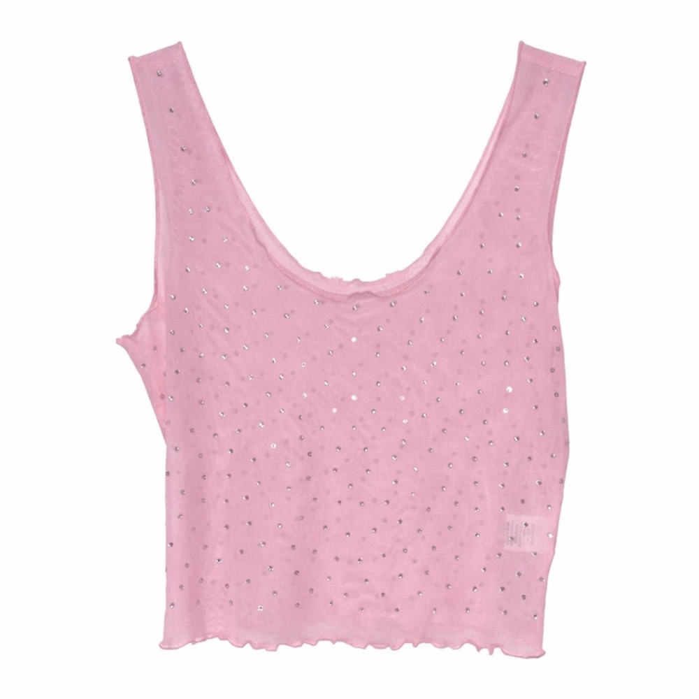 Pink Sleeveless Top with Rhinestone Accents